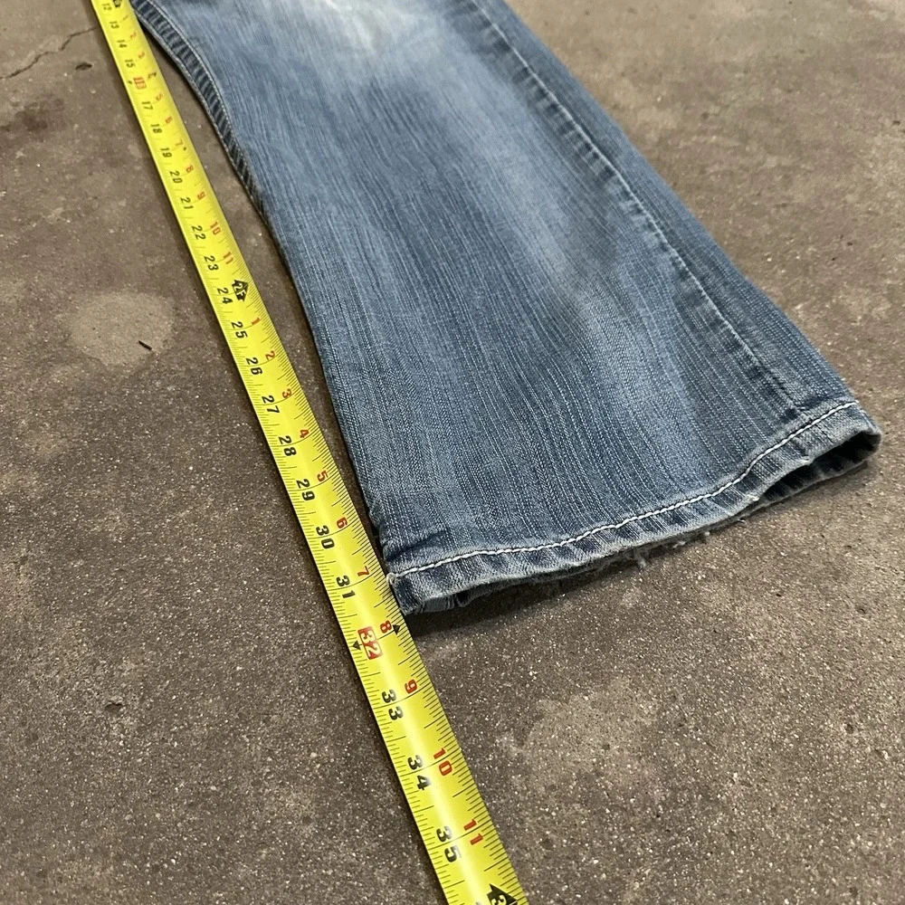 BKE Tyler Straight Jeans Men 32R 32x32 Blue Light Wash Denim Y2K Buckle Baggy